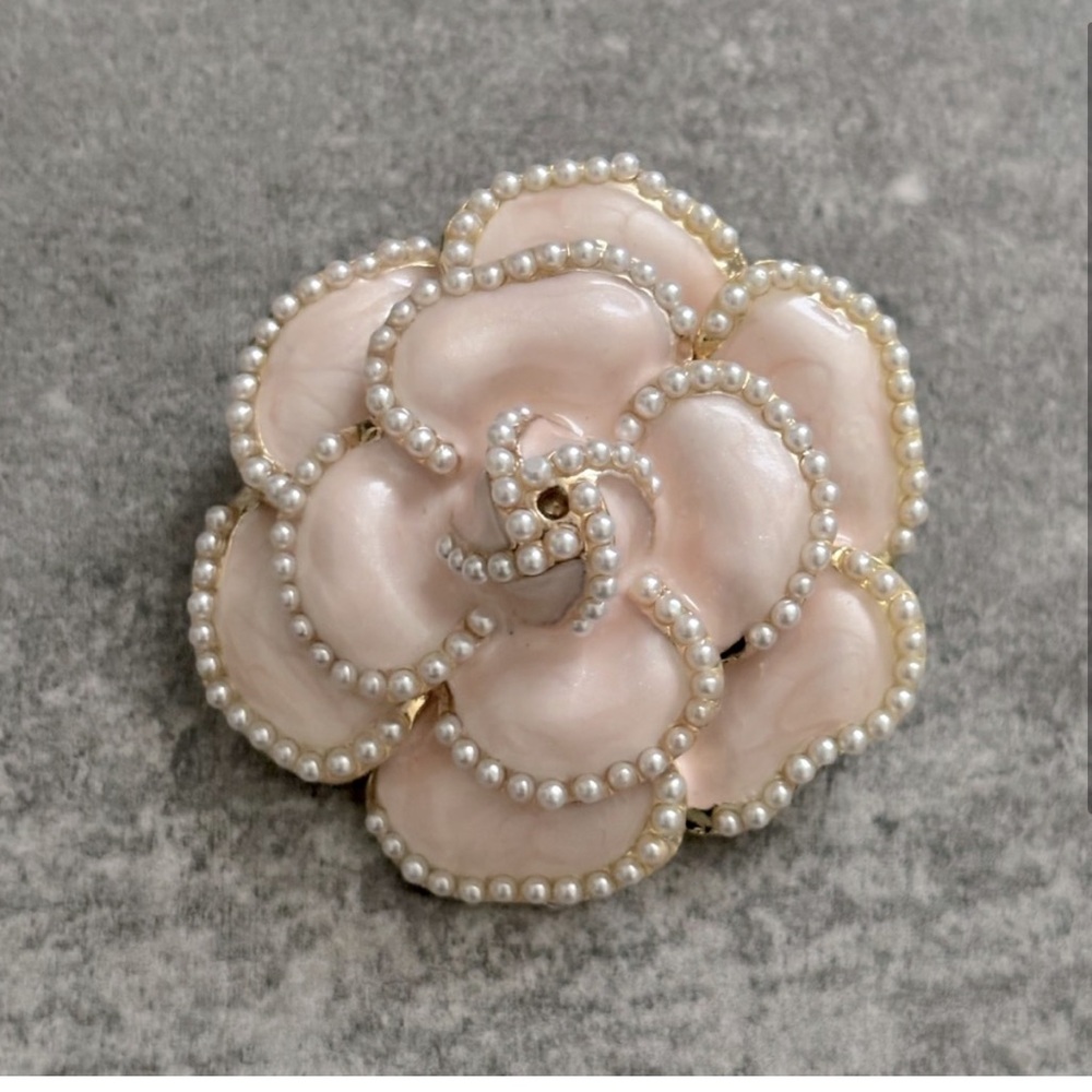 New Camelia Flower Brooch Pin in Pink from Dina Aziza